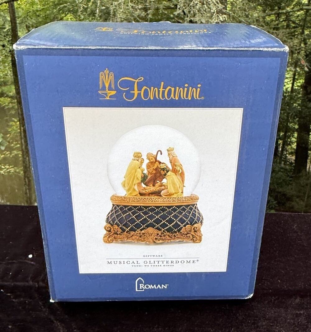 Rare Fontanini Nativity Musical Glitterdome Snowglobe We Three Kings MIB